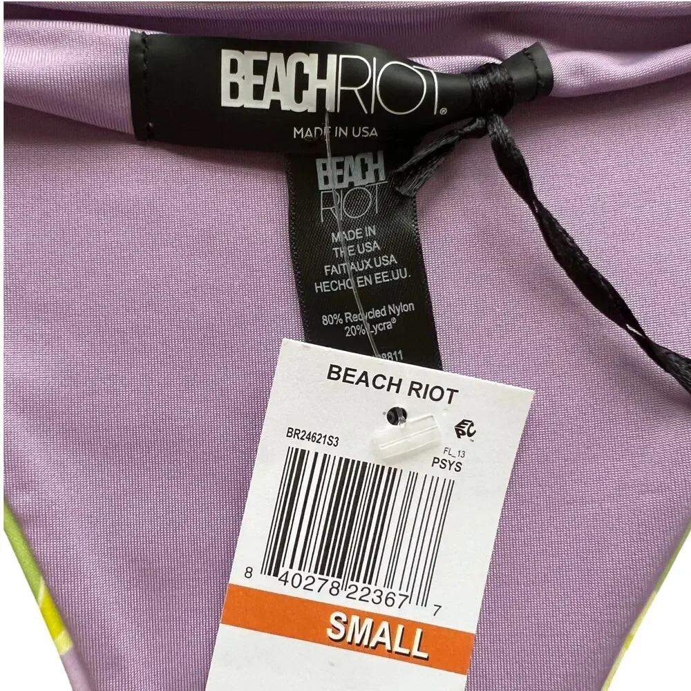Beach Riot Soleil Side Tie Beaded Acrylic Ends Bikini Top and Bottom Set, S